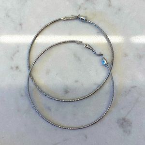 Sparkly Silver Hoop Earrings
